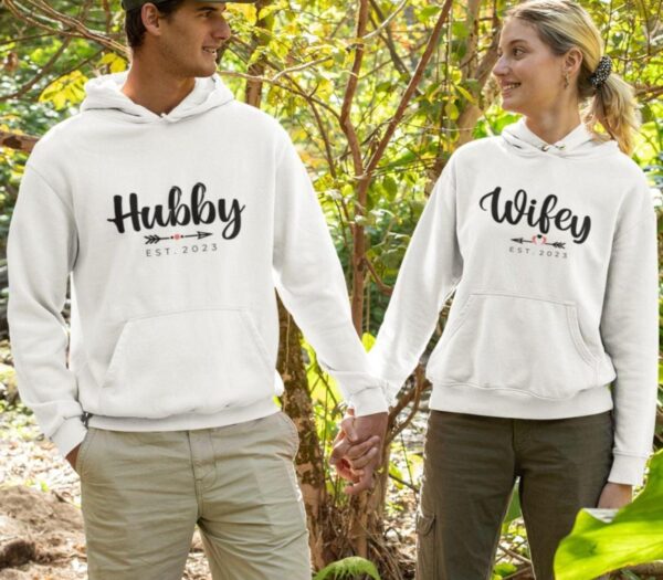 Hubby Wifey Customized Est Date Cozy Matching Outfits - Perfect for Couples