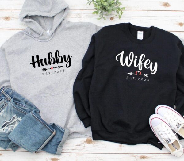 Hubby Wifey Customized Est Date Cozy Matching Outfits - Perfect for Couples - Image 2