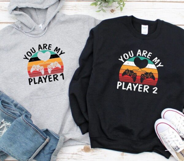 Player 1 and 2 Matching Outfits, Gaming Lovers Set, Geeky Couples Gift, Valentine's Day Matching Set - Image 2