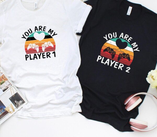 Player 1 and 2 Matching Outfits, Gaming Lovers Set, Geeky Couples Gift, Valentine's Day Matching Set - Image 4