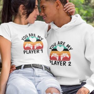 Player 1 and 2 Matching Outfits, Gaming Lovers Set, Geeky Couples Gift, Valentine's Day Matching Set