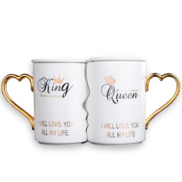 King and Queen Mug Set - Elegant Couple's Mug Set: King and Queen - Image 2