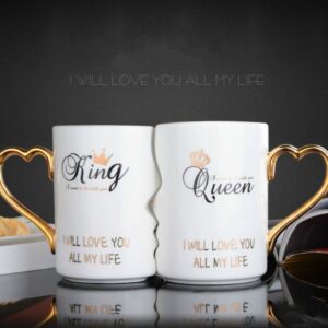 King and Queen Mug Set - Elegant Couple's Mug Set: King and Queen