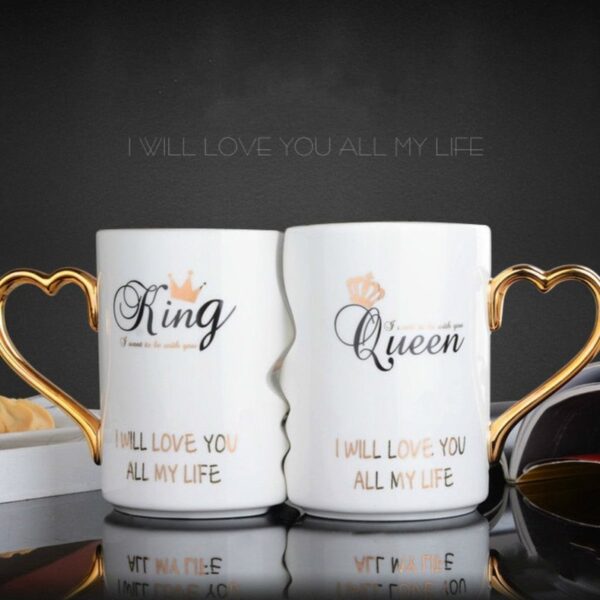 King and Queen Mug Set - Elegant Couple's Mug Set: King and Queen