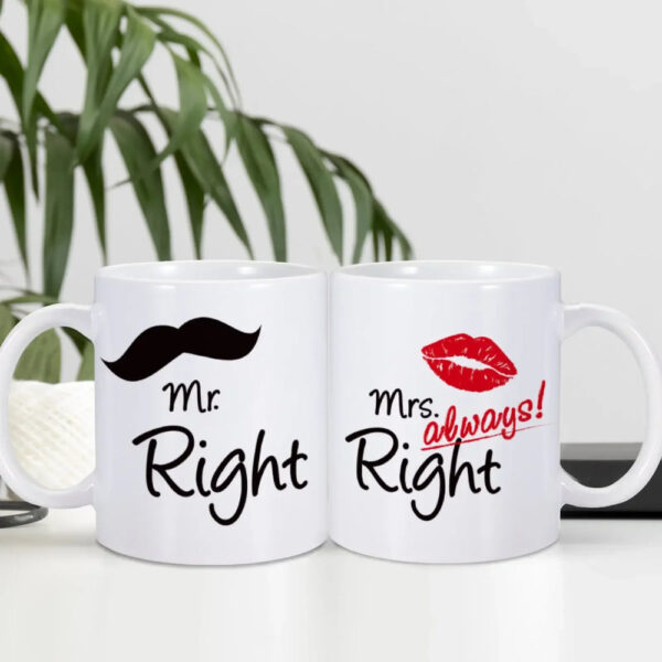Mr Right And Mrs Always Right Mugs - Love in Every Sip: Couple's Mug Set - Image 2