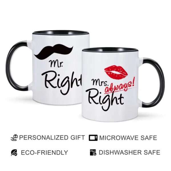 Mr Right And Mrs Always Right Mugs - Love in Every Sip: Couple's Mug Set - Image 3