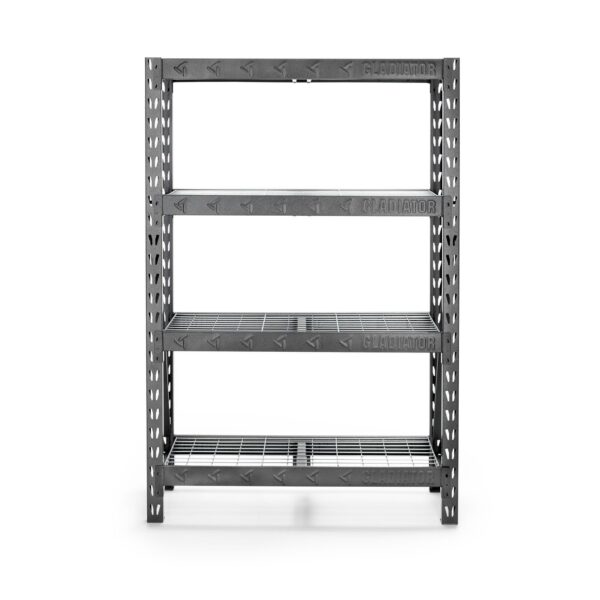Gladiator Steel Heavy Duty 4-Tier Utility (48-in W x 18-in D x 72-in H), Gray, (2000-lb Capacity Per Shelf)