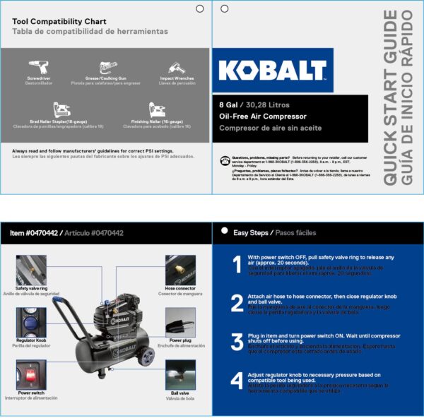 Kobalt 8-Gallon Portable Electric 150 PSI Horizontal Air Compressor - Image 7
