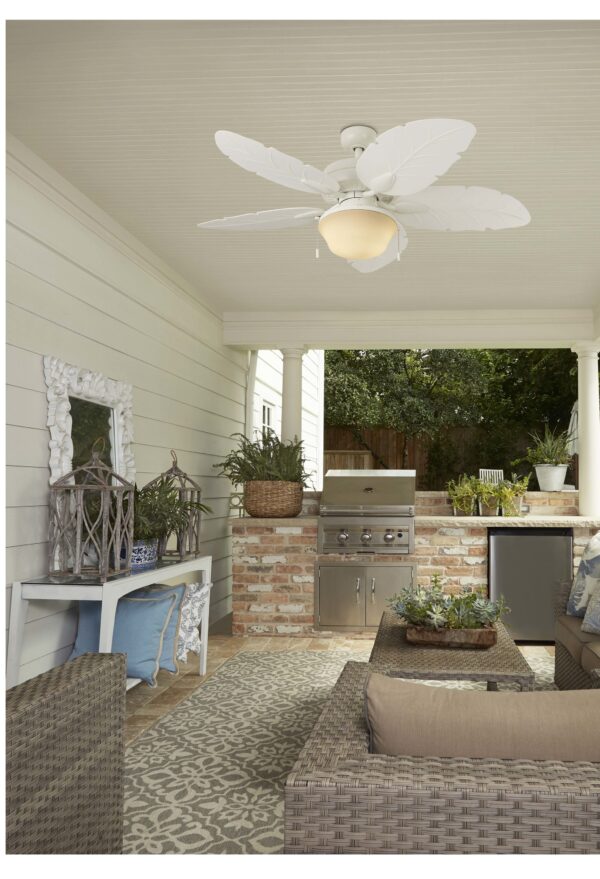 Harbor Breeze Waveport 52-Inches White with Matte White Blades Indoor/Outdoor Downrod or flush mount Standard Ceiling Fan With Light ( 5 -Blade) - Image 4