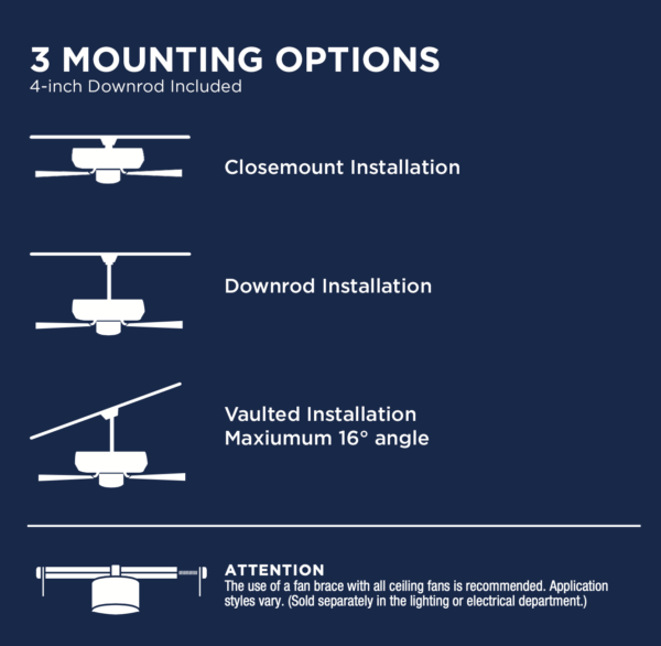 Harbor Breeze Notus 52-Inches Matte Black with Matte black/rough pine Blades Indoor Downrod mount Standard Ceiling Fan With Light ( 5 -Blade) - Image 8