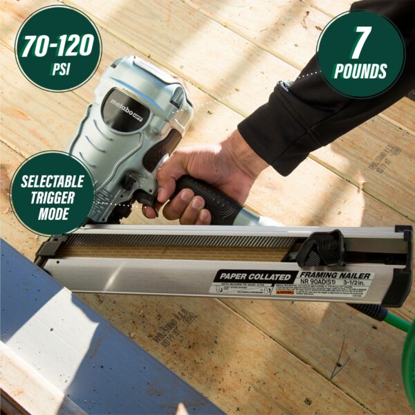 Metabo HPT 3-1/2-in 30 -Degree Pneumatic Framing Nailer - Image 3