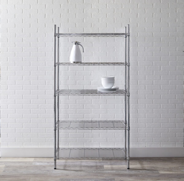 Style Selections Steel 5-Tier Utility Shelving Unit (47.7-in W x 18-in D x 72-in H), Chrome, (350-lb Capacity Per Shelf) - Image 2