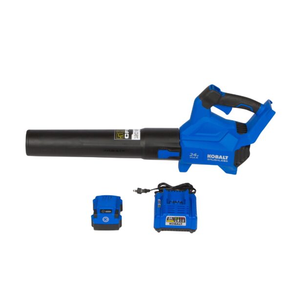 Kobalt 24-volt 500-CFM 120-MPH Battery Handheld Leaf Blower 4 Ah (Battery and Charger Included)