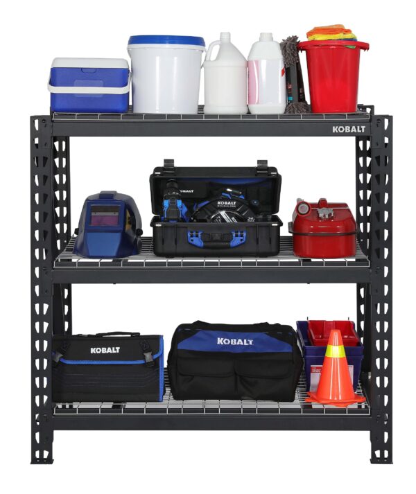 Kobalt Steel Heavy Duty 3-Tier Utility Shelving Unit (48-in W x 24-in D x 47-in H), Black, (1500-lb Capacity Per Shelf) - Image 2