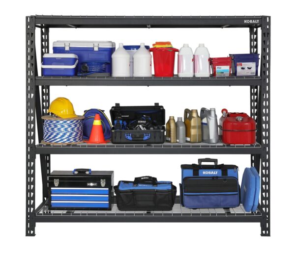Kobalt Bolted Steel Heavy Duty 4-Tier Utility Shelving Unit (77-in W x 24-in D x 72-in H), Black, (1500-lb Capacity Per Shelf) - Image 2