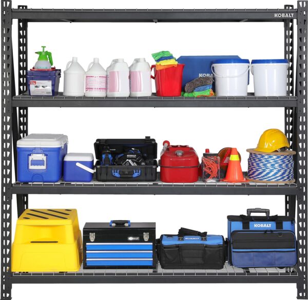 Kobalt Bolted Steel Heavy Duty 4-Tier Utility Shelving Unit (84-in W x 24-in D x 84-in H), Black, (1500-lb Capacity Per Shelf)