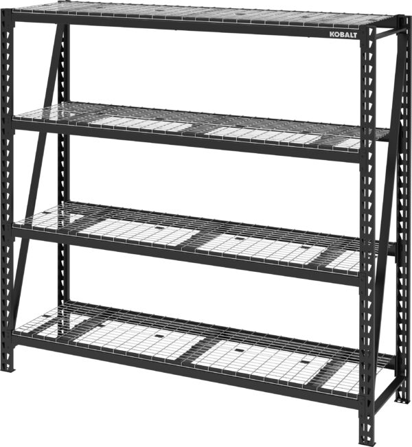 Kobalt Bolted Steel Heavy Duty 4-Tier Utility Shelving Unit (84-in W x 24-in D x 84-in H), Black, (1500-lb Capacity Per Shelf) - Image 3