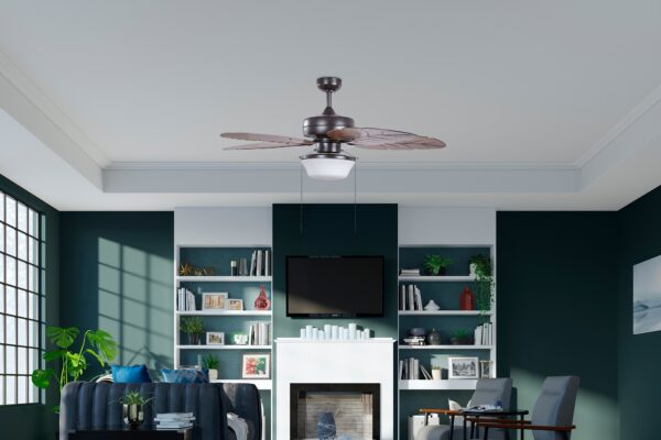 Harbor Breeze Waveport 52-Inches Aged Bronze with Brown Blades Indoor/Outdoor Downrod or flush mount Standard Ceiling Fan With Light ( 5 -Blade) - Image 2