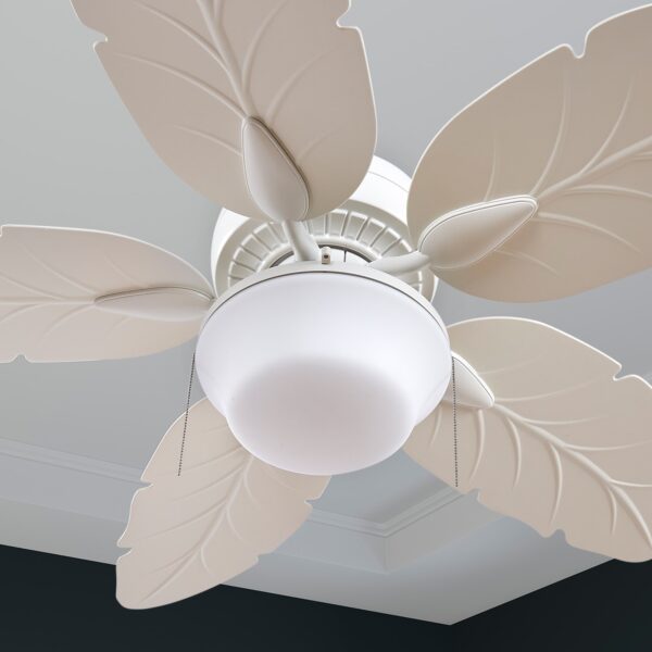 Harbor Breeze Waveport 52-Inches White with Matte White Blades Indoor/Outdoor Downrod or flush mount Standard Ceiling Fan With Light ( 5 -Blade) - Image 7