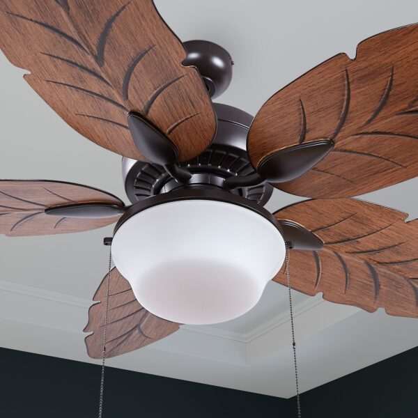 Harbor Breeze Waveport 52-Inches Aged Bronze with Brown Blades Indoor/Outdoor Downrod or flush mount Standard Ceiling Fan With Light ( 5 -Blade) - Image 5
