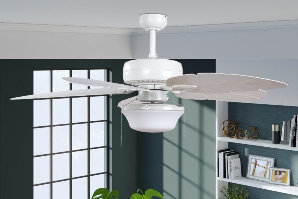 Harbor Breeze Waveport 52-Inches White with Matte White Blades Indoor/Outdoor Downrod or flush mount Standard Ceiling Fan With Light ( 5 -Blade) - Image 6