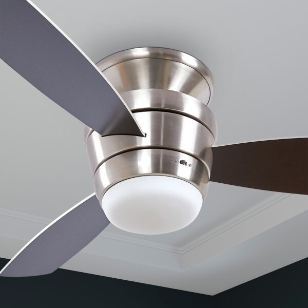 Harbor Breeze Mazon 44-Inches Brushed Nickel with Brushed Nickel/Black Blades Integrated LED Fixture Indoor Flush mount Standard Ceiling Fan With Light and Remote ( 3 -Blade) - Image 4