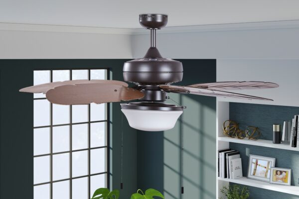 Harbor Breeze Waveport 52-Inches Aged Bronze with Brown Blades Indoor/Outdoor Downrod or flush mount Standard Ceiling Fan With Light ( 5 -Blade) - Image 4