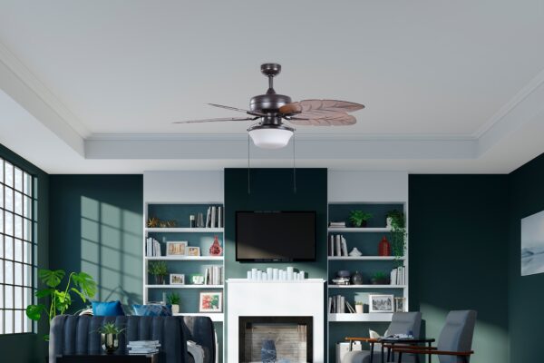 Harbor Breeze Waveport 52-Inches Aged Bronze with Brown Blades Indoor/Outdoor Downrod or flush mount Standard Ceiling Fan With Light ( 5 -Blade) - Image 3