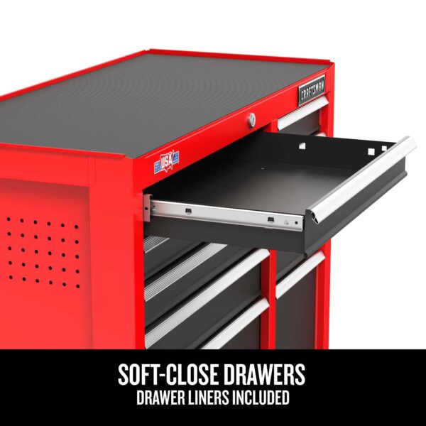 CRAFTSMAN 2000 Series 26-Inches W x 36.5-Inches H 5 -Drawer Steel Rolling Tool Cabinet ( Red ) - Image 4