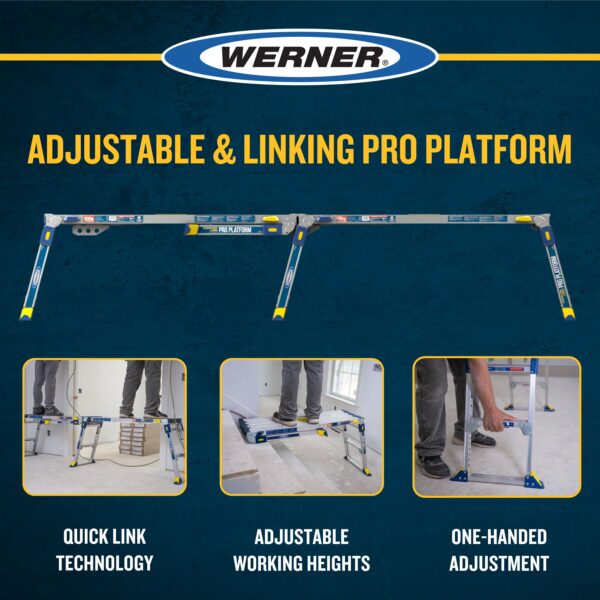 Werner Pro Linking Platform Aluminum 1.7-Feet H x 3.9-Feet L 300-lbs. Capacity Work platform - Image 2