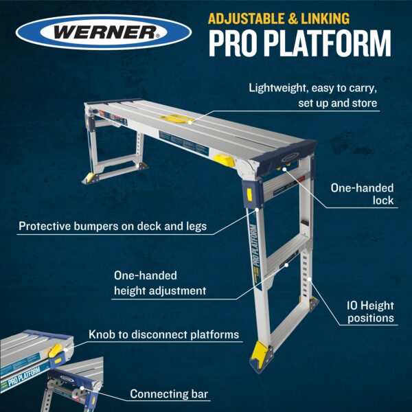 Werner Pro Linking Platform Aluminum 1.7-Feet H x 3.9-Feet L 300-lbs. Capacity Work platform - Image 7