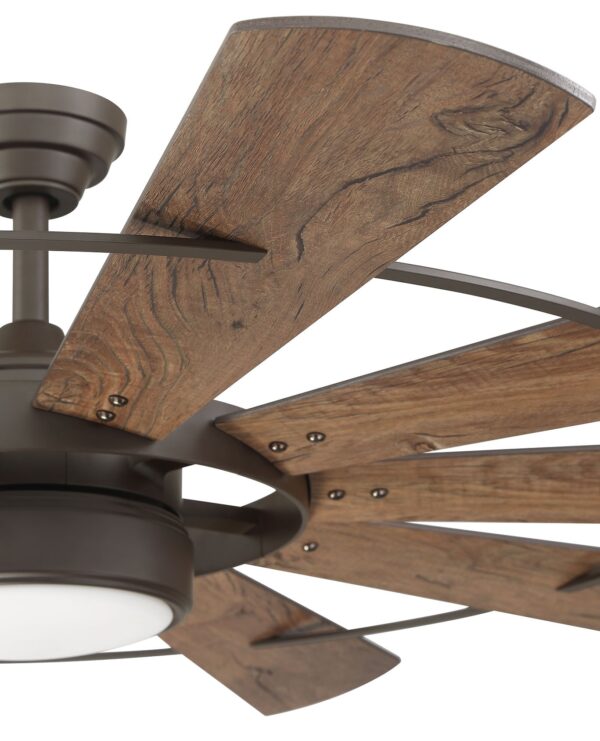 Harbor Breeze Henderson 60-Inches Bronze with Mahogany Blades Integrated LED Fixture Indoor Downrod mount Windmill Ceiling Fan With Light and Remote ( 10 -Blade) - Image 8