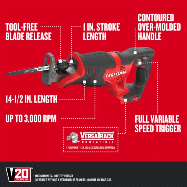 CRAFTSMAN 20-volt Max 6-Tool Power Tool Combo Kit with Soft Case (2-Batteries and Charger Included) - Image 9