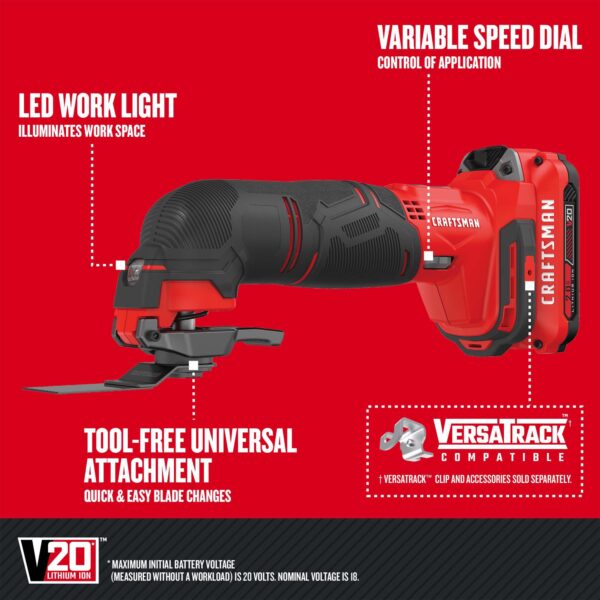CRAFTSMAN V20 20-volt Max 8-Tool Power Tool Combo Kit with Soft Case (2-Batteries Included and Charger Included) - Image 8