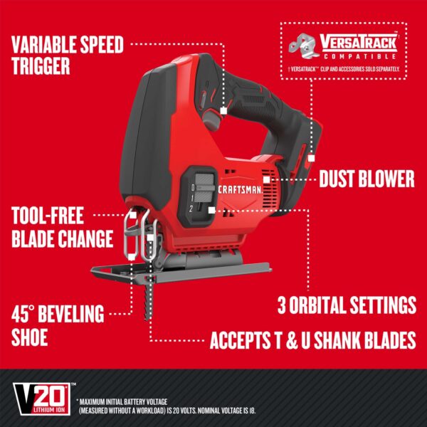 CRAFTSMAN V20 20-volt Max 8-Tool Power Tool Combo Kit with Soft Case (2-Batteries Included and Charger Included) - Image 7