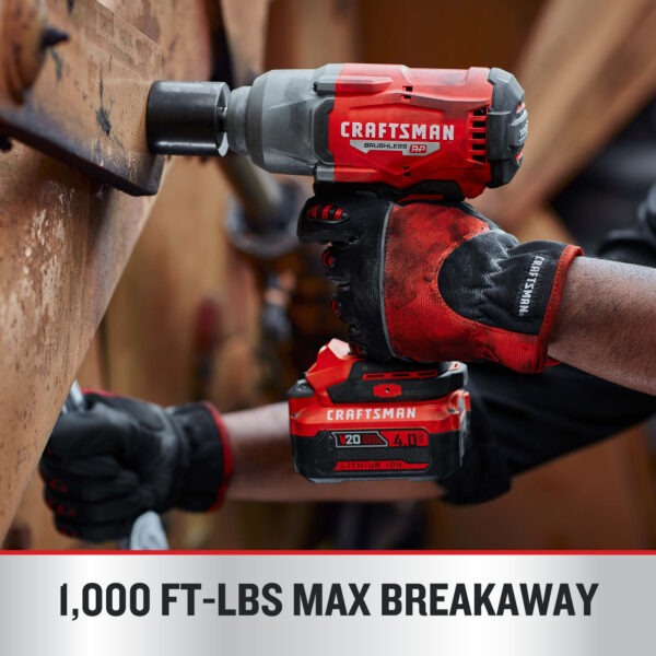 CRAFTSMAN V20 RP 20-volt Max Variable Speed Brushless 1/2-in Drive Cordless Impact Wrench ( Battery Included ) - Image 5