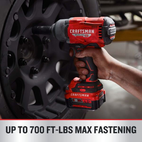 CRAFTSMAN V20 RP 20-volt Max Variable Speed Brushless 1/2-in Drive Cordless Impact Wrench ( Battery Included ) - Image 6