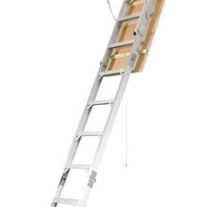 Werner Aluminum Folding Attic Ladder 8-Feet to 10-Feet (Rough Opening: 25-Inches x 54-Inches ) with 375-lbs. Capacity