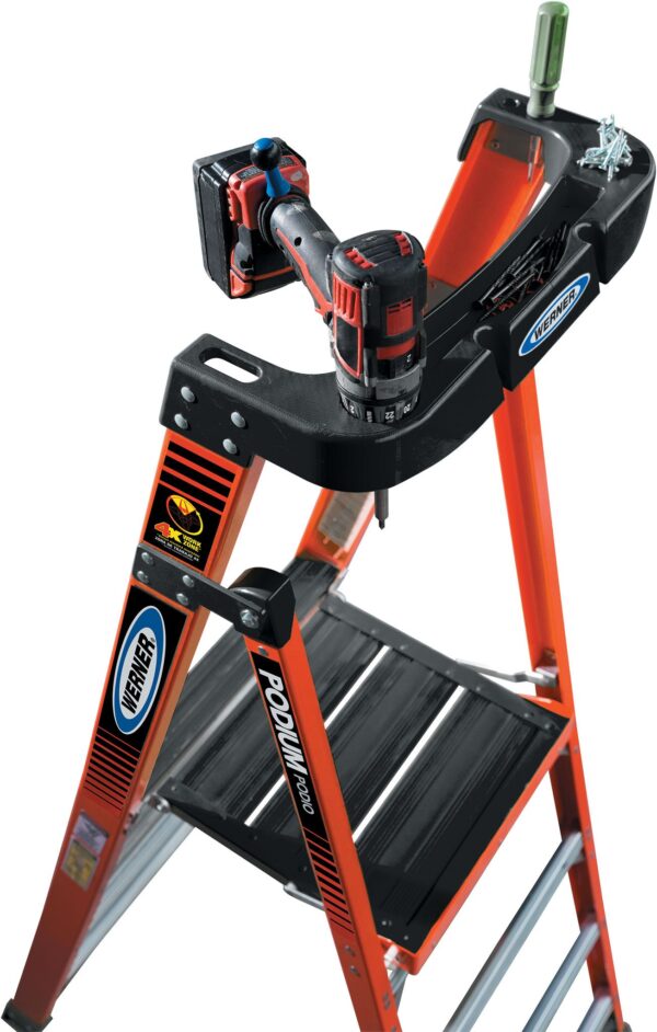 Werner PDIA00 12.0-Feet ( 16.0-Feet Reach Height ) Fiberglass Type 1A - 300 lbs. Load Capacity Podium ladder - Image 7