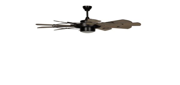 Harbor Breeze Henderson 60-Inches Matte Black with Rustic Weathered Oak Blades Integrated LED Fixture Indoor Downrod mount Windmill Ceiling Fan With Light and Remote ( 10 -Blade) - Image 5