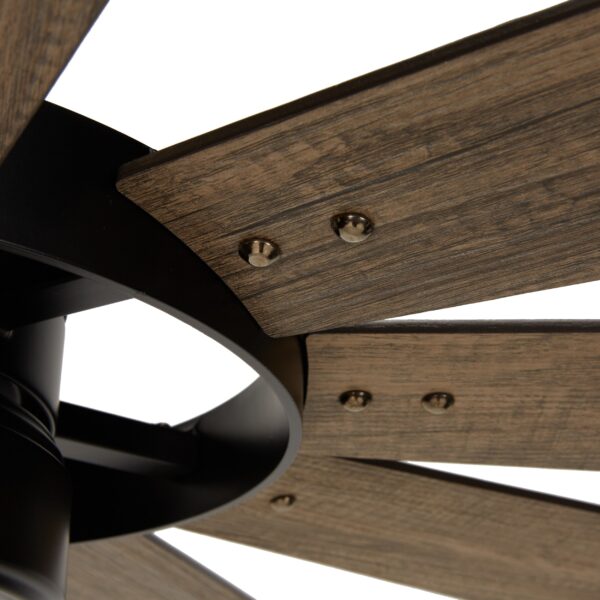 Harbor Breeze Henderson 60-Inches Matte Black with Rustic Weathered Oak Blades Integrated LED Fixture Indoor Downrod mount Windmill Ceiling Fan With Light and Remote ( 10 -Blade) - Image 2