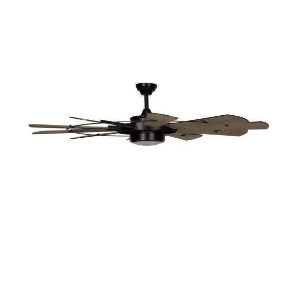 Harbor Breeze Henderson 60-Inches Matte Black with Rustic Weathered Oak Blades Integrated LED Fixture Indoor Downrod mount Windmill Ceiling Fan With Light and Remote ( 10 -Blade) - Image 6