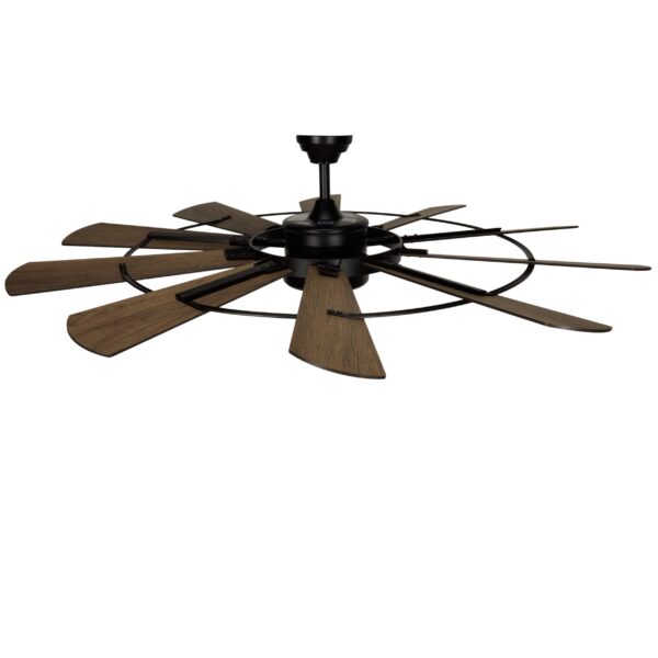 Harbor Breeze Henderson 60-Inches Matte Black with Rustic Weathered Oak Blades Integrated LED Fixture Indoor Downrod mount Windmill Ceiling Fan With Light and Remote ( 10 -Blade) - Image 9