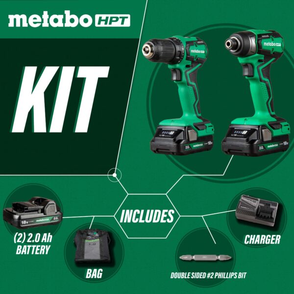 Metabo HPT 18-volt 2-Tool Brushless Power Tool Combo Kit with Soft Case (2-Batteries Included and Charger Included) - Image 4