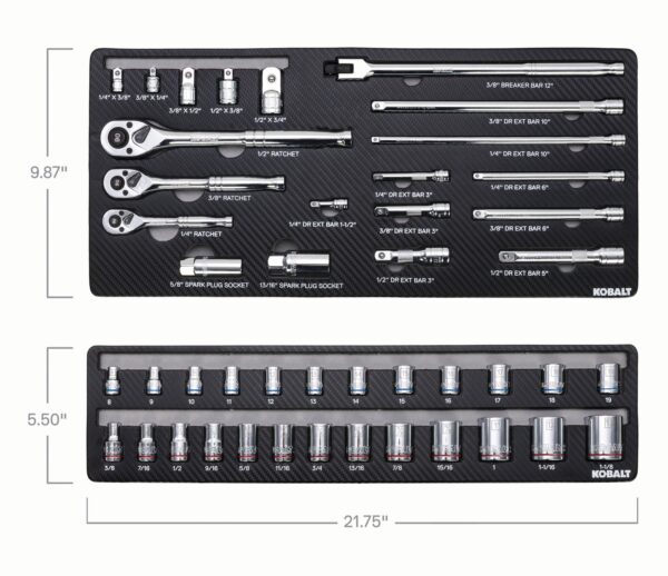 Kobalt 300 -Piece Standard (SAE) and Metric Polished chrome Mechanics Tool Set (no case) - Image 10