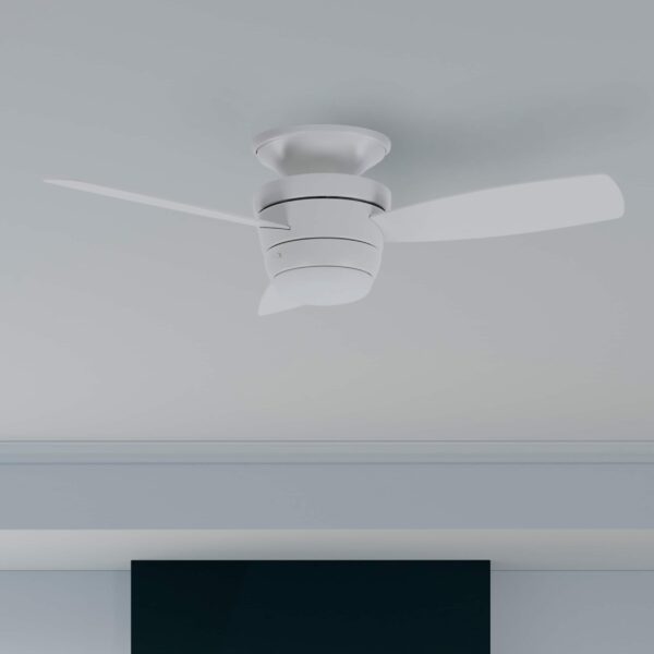 Harbor Breeze Mazon 44-in White with White/Driftwood Blades Integrated LED Fixture Indoor Flush mount Standard Ceiling Fan With Light and Remote ( 3 -Blade) - Image 2