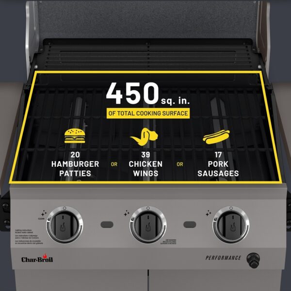 Charbroil Performance Series Stone 3-Burner Liquid Propane Gas Grill - Image 6