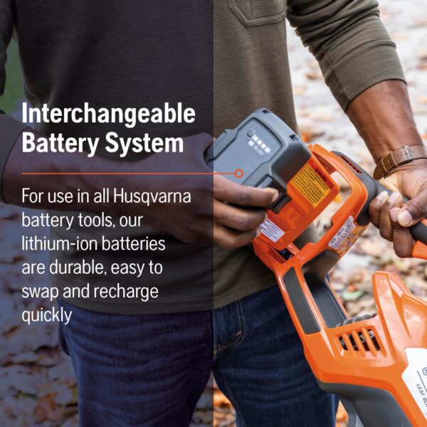 Husqvarna Leaf Blaster 350iB 40-volt 800-CFM 200-MPH Battery Handheld Leaf Blower 7.5 Ah (Battery and Charger Included) - Image 6