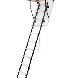 STAIRLUXE Insulated Metal Folding Attic Ladder 8-Feet to 8.54-Feet (Rough Opening: 32.29-Inches x 32.29-Inches ) with 352-lbs. Capacity