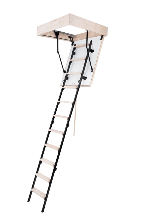 STAIRLUXE Insulated Metal Folding Attic Ladder 8-Feet to 8.54-Feet (Rough Opening: 32.29-Inches x 32.29-Inches ) with 352-lbs. Capacity